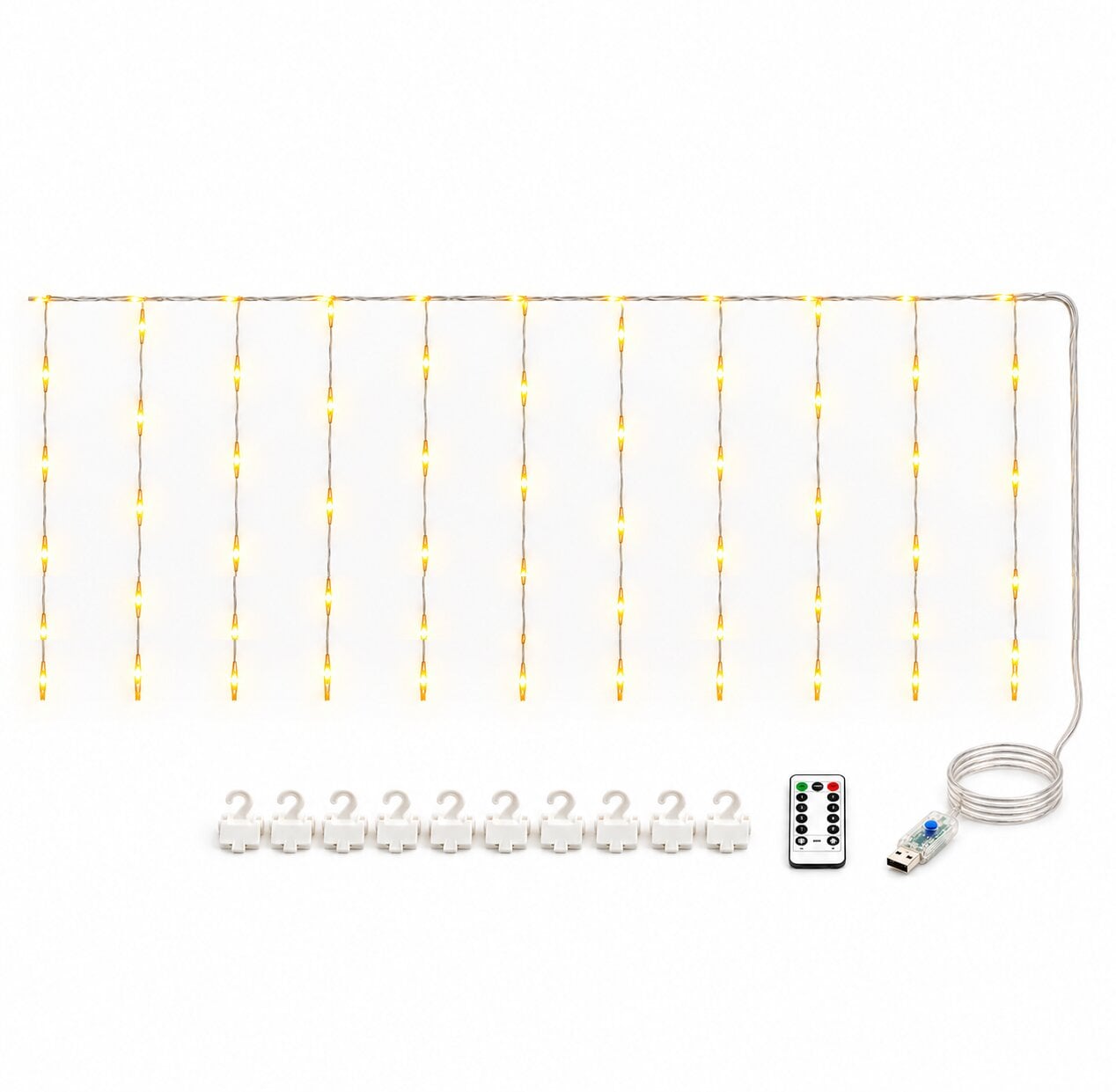 Гірлянда вулична USB LED РОСА шторка-бахрома на новорічну ялинку/вікно/стіну 3 м (GIRPUL-1600)