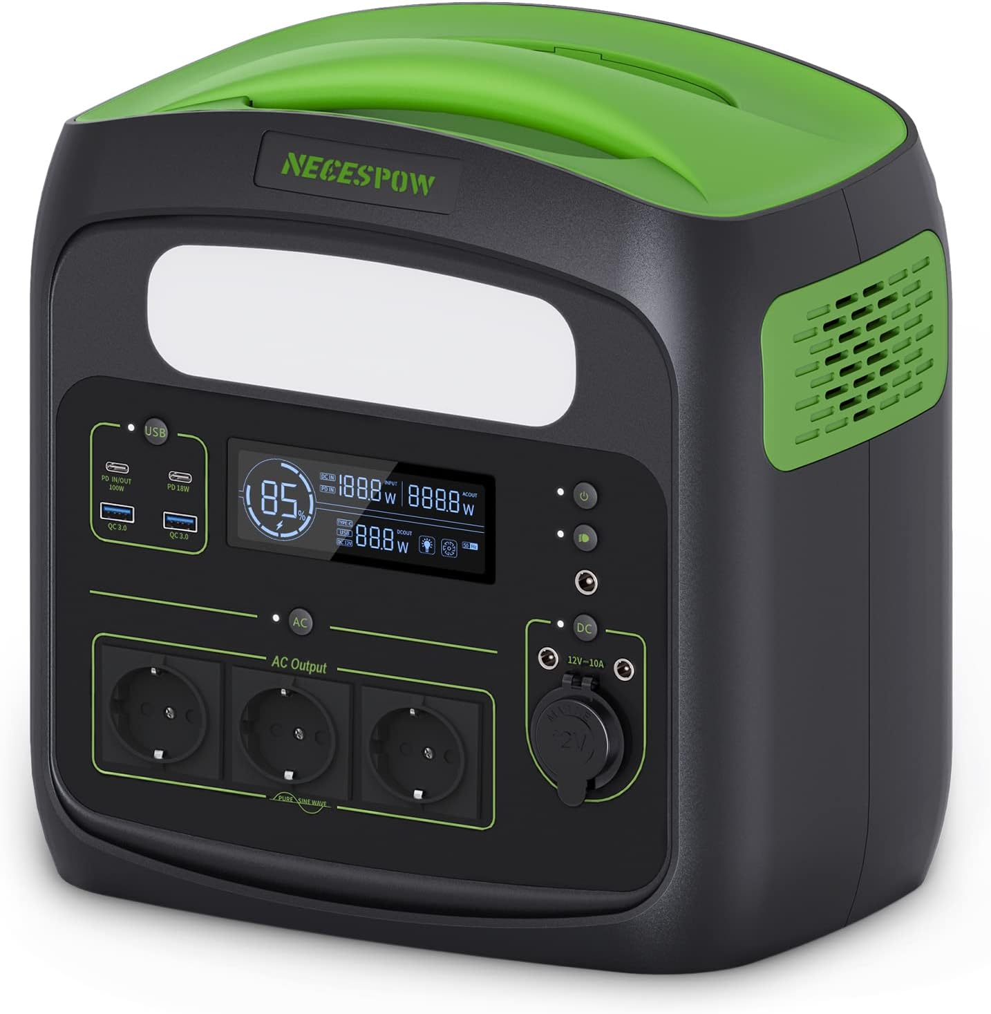 Зарядная станция Necespow N7576 700 Вт 484 Вт/ч LiFePO4 3 розетки 230 В USB-C 100 Вт быстрая зарядка