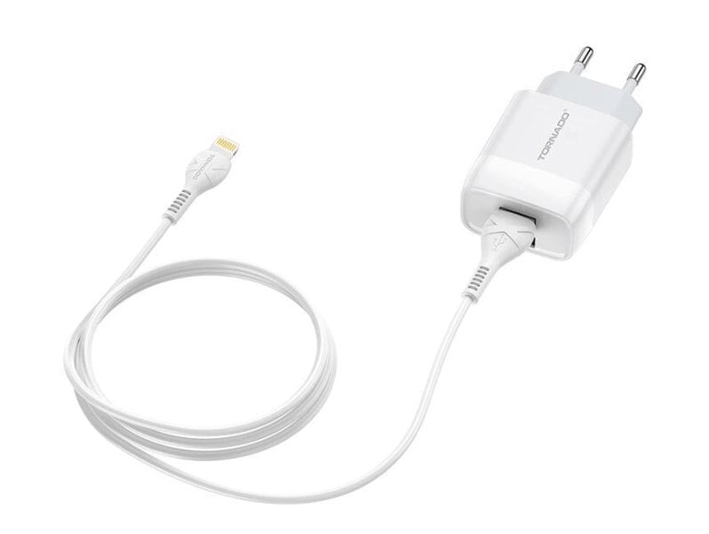 Зарядное устройство для телефонов Tornado TD-16 2,4 A 2 USB Fast Charging/кабель Lightning Белый (557-844531)