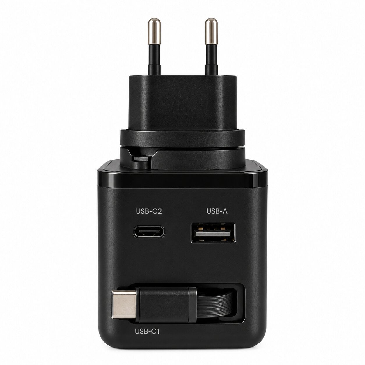 Зарядний пристрій SX-70 з висувним кабелем та дисплеєм 70W USB-C/USB-A Чорний (138651) Зарядний пристрій SX-70 з висувним кабелем та дисплеєм 70W USB-C/USB-A Чорний (138651)