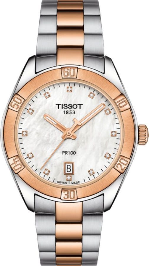 Женские наручные часы Tissot PR 100 Sport Chic T101.910.22.116.00 Silver/Rose (T1019102211600)