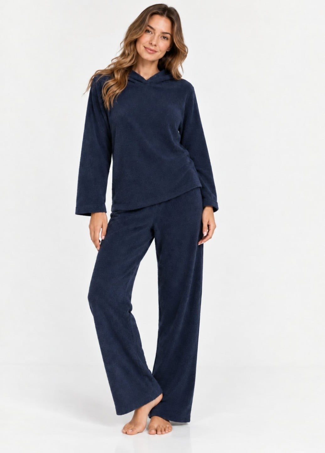 Костюм для дома женский PRIMARK Plush Pyjamas плюшевый XS Темно-синий (3004)