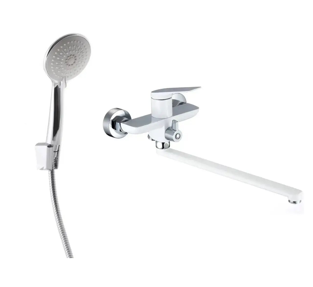 Смеситель для ванны MIXXUS Premium DERBY 006 EURO с длинным поворотным изливом Белый/Хром (MI6614)