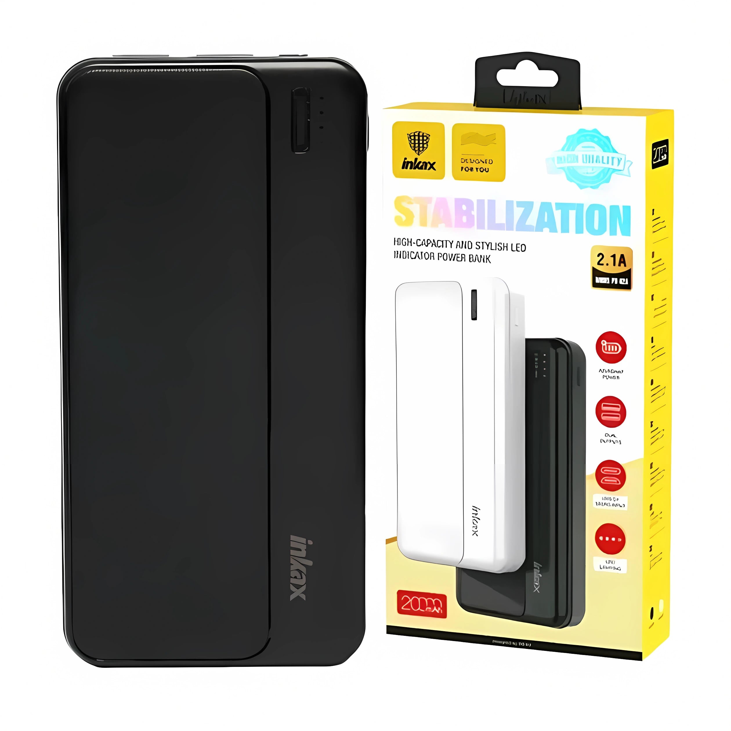 Акумулятор зовнішній INKAX PB-02A зарядний пристрій 2xUSB/Type-C/Micro USB на 20000 мАг