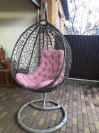 Підвісне крісло-кокон Woody для саду Метал/Ротанг Сірий