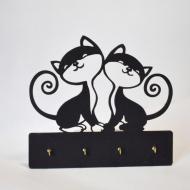 Настенная ключница 2 кота Черный Настенная ключница 2 кота Черный