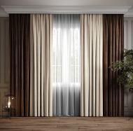 Комплект штор Ann-Tailor микровелюр 150x270 см 2 шт. Коричневый с молочным (217-94-1) Комплект штор Ann-Tailor микровелюр 150x270 см 2 шт. Коричневый с молочным (217-94-1)