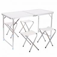 Туристичний стіл Folding Table зі стільцями 4 шт. Білий Туристичний стіл Folding Table зі стільцями 4 шт. Білий