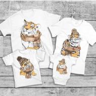 Футболки новогодние Family Look для всей семьи Тигры Шапки и шарфы Футболки новогодние Family Look для всей семьи Тигры Шапки и шарфы