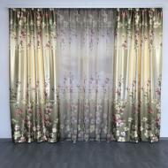 Шторы с цветами ALBO плотные атласные 150x270 см 2 шт. с тюлем 400x270 см 1 шт. Оливковый (SHT-157-1) Шторы с цветами ALBO плотные атласные 150x270 см 2 шт. с тюлем 400x270 см 1 шт. Оливковый (SHT-157-1)
