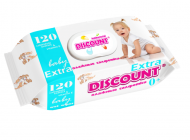 Влажные салфетки Discount Extra с пластиковой крышкой для детей с экстрактом календулы и витамином Е 120 шт. (4820180331031)
