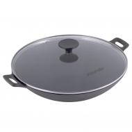 Cковорода чугунная Wok 30см со стеклянной крышкой Kamille KM-4814V Cковорода чугунная Wok 30см со стеклянной крышкой Kamille KM-4814V
