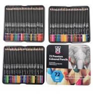 Набор цветных карандашей YOVER в металлической коробке 72 цвета (YW-PWC072)