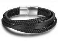 Мужской кожаный браслет Primo Rope с магнитной застежкой Silver (805997662)
