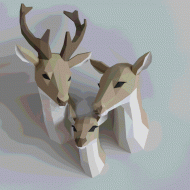 Орігамі Papercraft 3D-фігура Сім'я оленів