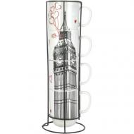 Набор чашек Limited Edition London на металлической подставке 4х420 мл (B1163-09359-2) Набор чашек Limited Edition London на металлической подставке 4х420 мл (B1163-09359-2)