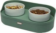 Подвійна миска для котів та собак Ameifu з контейнером для зберігання корму Зелений