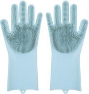 Перчатки для мытья посуды Magic Silicone Gloves Brush силиконовые Бирюзовый