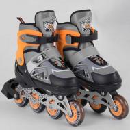 Роликовые коньки Best Roller р. 30-33 PU колёса свет на переднем колесе в сумке Grey/Orange (98932) Роликовые коньки Best Roller р. 30-33 PU колёса свет на переднем колесе в сумке Grey/Orange (98932)