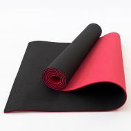 Килимок для йоги та фітнесу TPE OSPORT FI-0076 Yoga ECO Pro 183х61х0,6 см Чорно-червоний