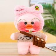 Качка Lalafanfan duck м'яка іграшка з одягом 30 см Рожевий
