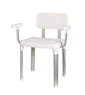 Стілець-крісло з підлокітниками та спинкою КВ19 алюмінієвий каркас Білий