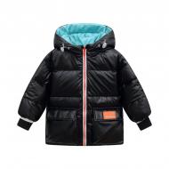 Куртка-пуховик детская Berni Kids Chic двусторонняя с капюшоном р. 130 Черный/Голубой (59369)
