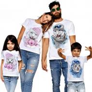Футболки новогодние Family Look для всей семьи Тигры в зимней одежде Футболки новогодние Family Look для всей семьи Тигры в зимней одежде