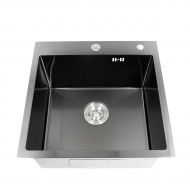 Мойка кухонная Platinum Handmade 50x45x22 см в черном PVD + корзина/дозатор/сифон (56116706)