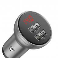 Автомобільний зарядний пристрій Baseus Digital Display 2USB 4,8 A 24 W Silver Автомобільний зарядний пристрій Baseus Digital Display 2USB 4,8 A 24 W Silver