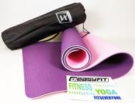 Килимок для йоги EasyFit ECO-Friendly TPE+TC 8 мм Фіолетовий/Рожевий (EF-TPE8VPK)