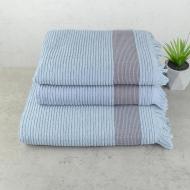 Набор махровых полотенец с бахромой GM Textile 50x90/50x90/70x140 см 3 шт. Голубой Набор махровых полотенец с бахромой GM Textile 50x90/50x90/70x140 см 3 шт. Голубой