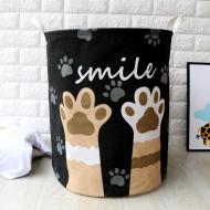 Кошик для білизни Berni Home Little paws тканинний з ручками Чорний (58467) Кошик для білизни Berni Home Little paws тканинний з ручками Чорний (58467)