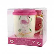 Чашка с силиконовой крышкой и ложкой Flamingo Чашка с силиконовой крышкой и ложкой Flamingo