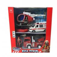 Набір пожежної техніки Byk Fire Squad з вертольотом світлові і звукові ефекти Набір пожежної техніки Byk Fire Squad з вертольотом світлові і звукові ефекти