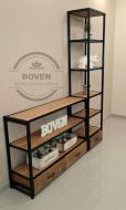 Стеллаж-подставка под ТВ в стиле LOFT 830х1200х350 дерево/металл Коричневый/Черный (NS-1435) Стеллаж-подставка под ТВ в стиле LOFT 830х1200х350 дерево/металл Коричневый/Черный (NS-1435)