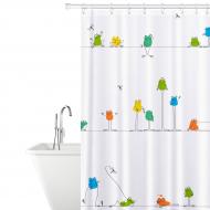 Штора для душа тканинна водонепроникна Tatkraft Funny Frogs з кільцями 12 шт 180х180 см (18099) Штора для душа тканинна водонепроникна Tatkraft Funny Frogs з кільцями 12 шт 180х180 см (18099)
