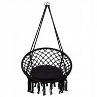 Підвісне крісло-гойдалка Springos плетене з подушкою Black