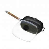 Сковорода-гриль Биол чугунная со съемной ручкой и стеклянной крышкой 28х28 см Черный (1028C)
