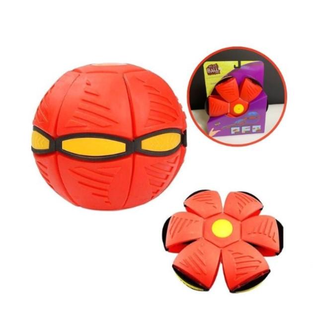 Летающий мяч-тарелка фрисби трансформер с подсветкой Flat Ball Красный - фото 4