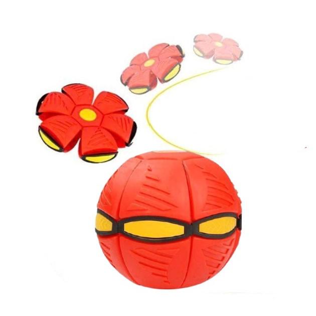 Летающий мяч-тарелка фрисби трансформер с подсветкой Flat Ball Красный - фото 3