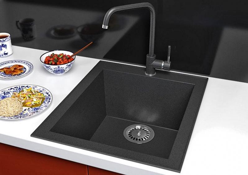 ? Кухонная мойка Stella Brenor гранитная с краном черный • Купить в ...