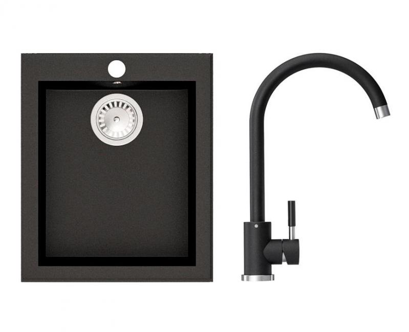 ? Кухонная мойка Stella Brenor гранитная с краном черный • Купить в ...