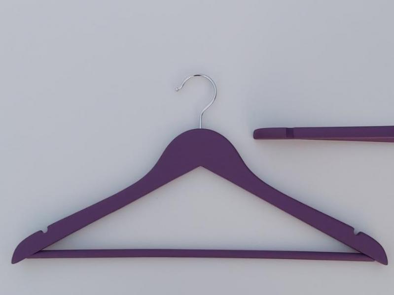 Набір 3 шт вішаки для одягу Soft 45 см дерев'яні обгумовані Фіолетовий - фото 2